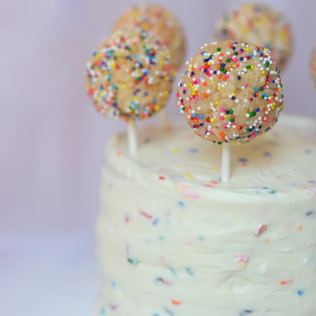 Cake Batter Krispop Cake