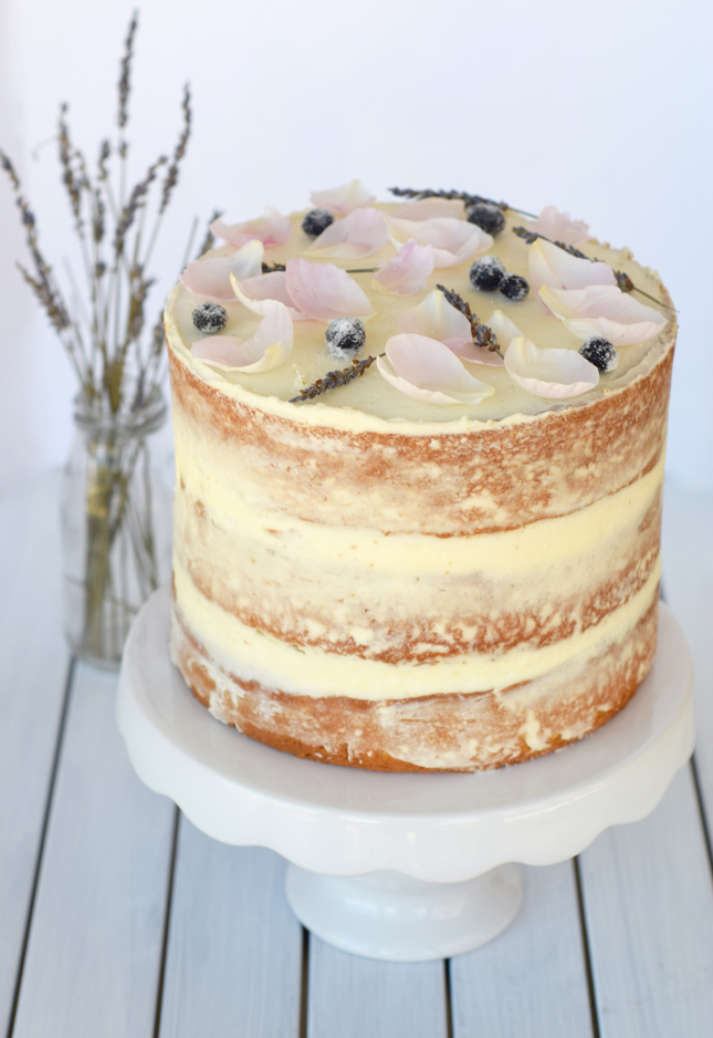 Lavender, Blueberry, & Peony Naked Floral Cake Recipe