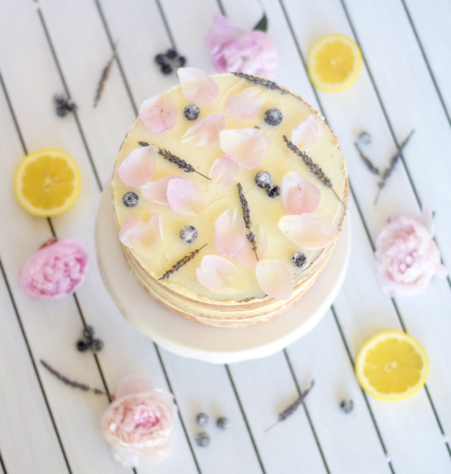 Lavender Lemon Peony Blueberry Naked Cake Recipe Tutorial