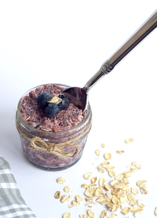 Blueberry Overnight Oat Chia Seed Pudding