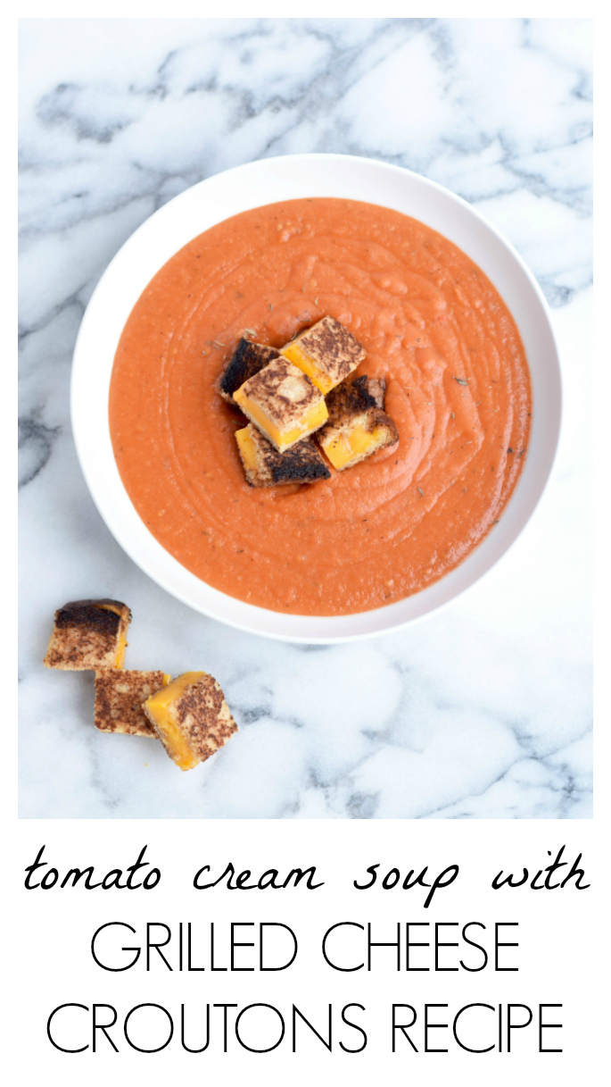 TOMATO CREAM SOUP WITH GRILLED CHEESE CROUTON RECIPE