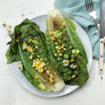 Grilled Romaine, Corn & Avocado Salad With Miso Ginger Dressing